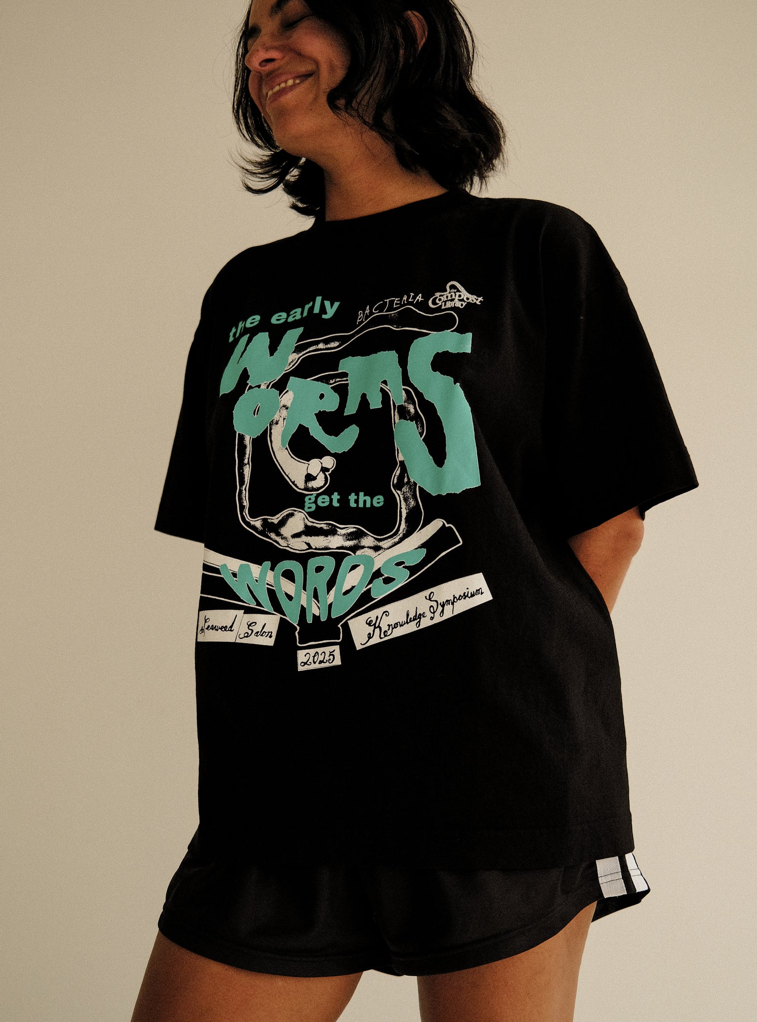 The Early Worms Get the Words: Bacteria Books X Compost Library Tee